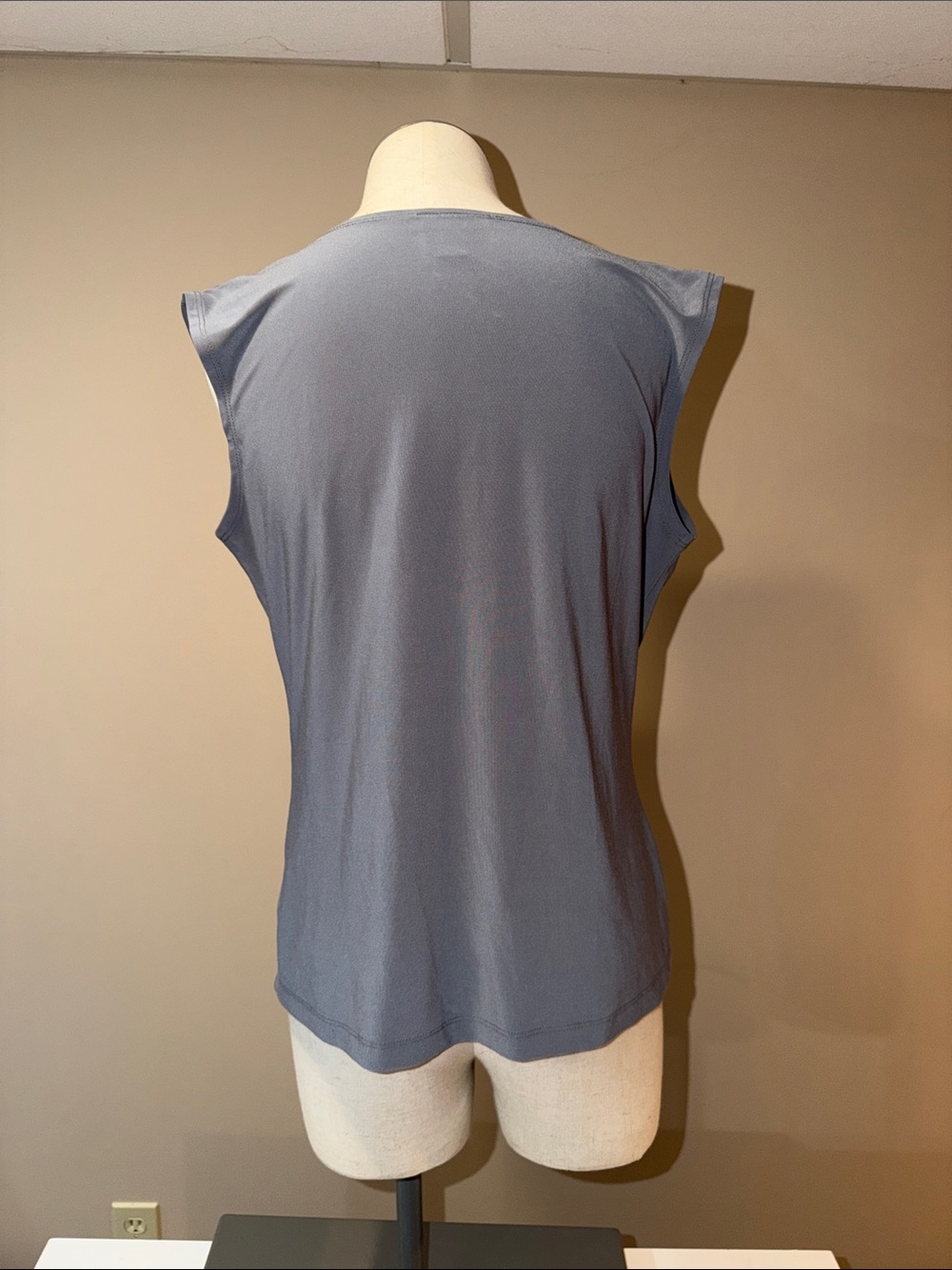 Dress Barn Sleeveless Drape Neck Camisole in Slate Gray - Picture 2 of 3